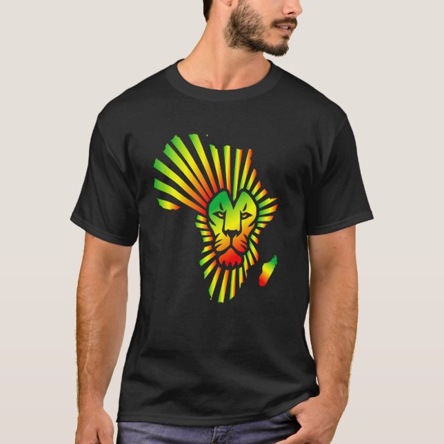 Camiseta Roar Africa Map Lion Rasta (Frente)