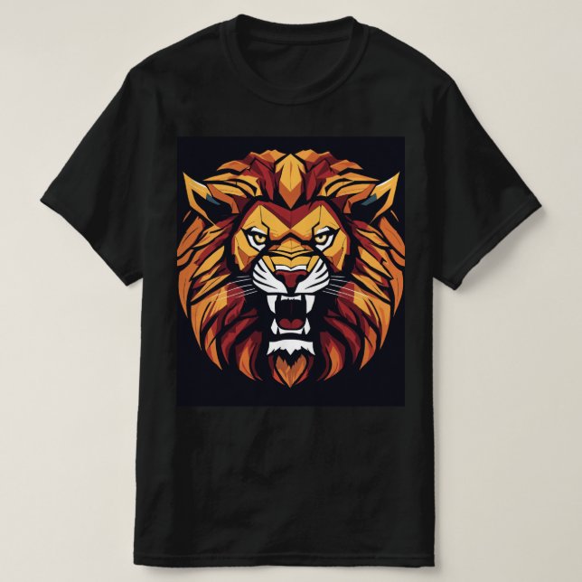 Camiseta "Roar com Confiança: Leão Negrito Impresso T-Shirt (Frente do Design)