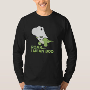 Camiseta Roar I Quer Dizer Boo Cute Kawaii Halloween T-Rex 