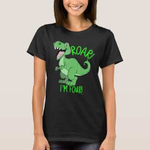 Camiseta ROAR IM Quatro Crianças Tyrannosaurus Rex Dino Bir