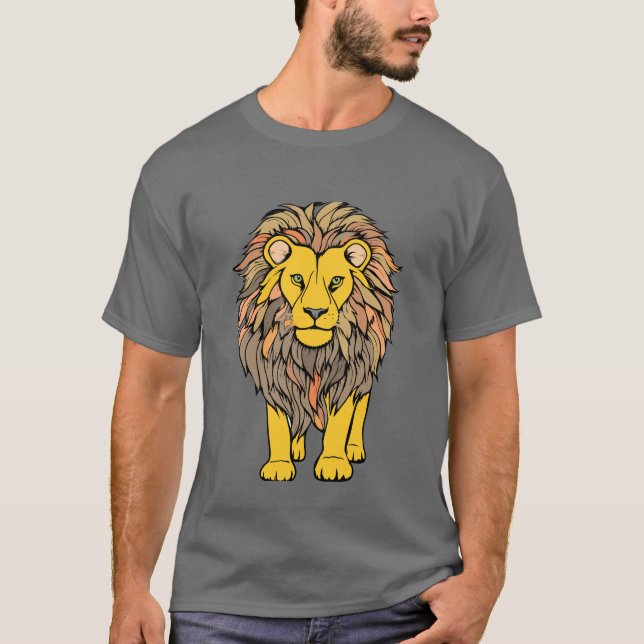 Camiseta Roaring Bold: Impressão de Leão feroz T-Shirt" (Frente)
