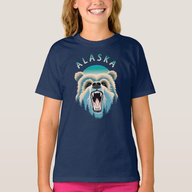 Camiseta Roaring Grizzly Bear Face - Alasca Willife (Frente)