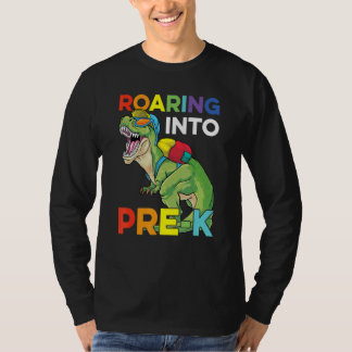 Camiseta Roaring Into Pre K Back To School Dinosaur Kids Bo