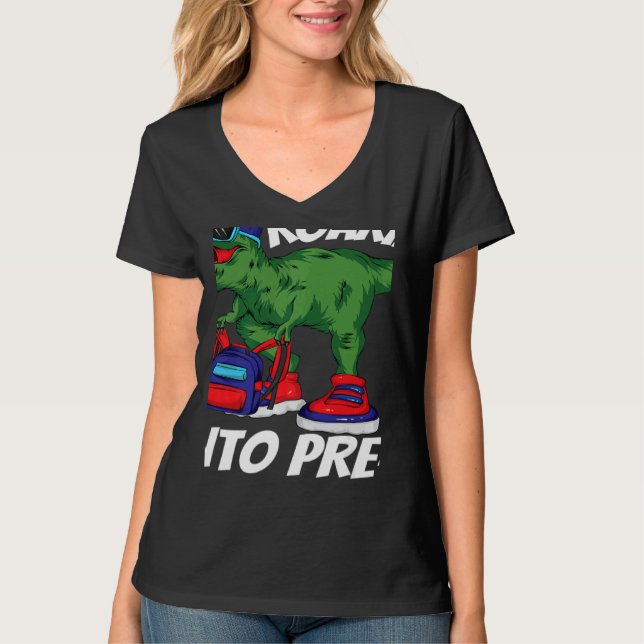 Camiseta Roaring into Pre K Dinosaur Rex Back to School Kid (Frente)