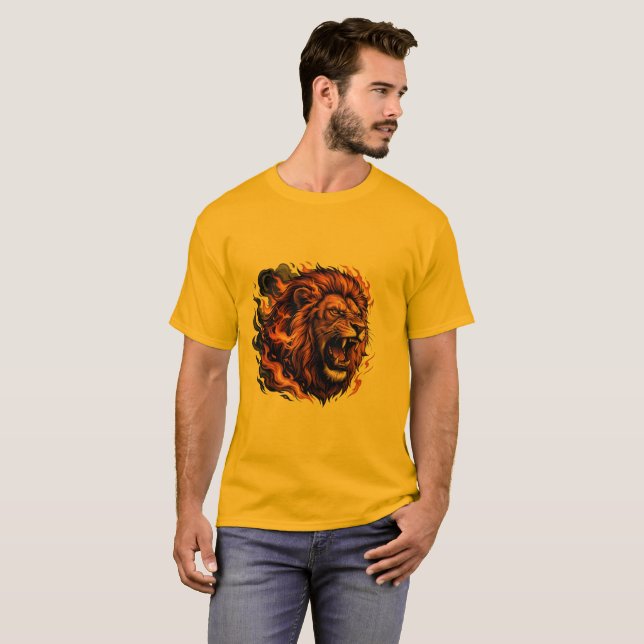 Camiseta Roaring Lion – Gráfico de Poder Feroz (Frente Completa)
