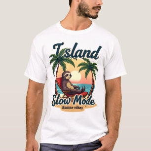 Camiseta Roatan Preguiça Gráfico Vintage Ilha Relax 2