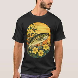 Camiseta Robalo Listrado Rockfish E Flores De Jasmim Amarel