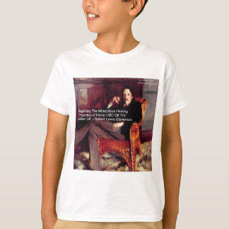 Camiseta Robert Louis Stevenson & Citação CBD é Óleo Dourad