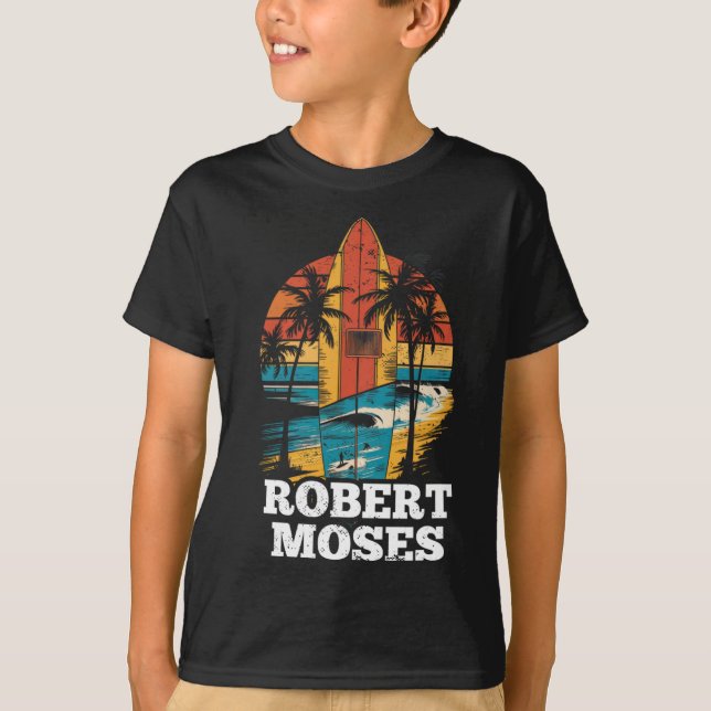 Camiseta Robert Moses Surfboard Surfismo Retrô  (Frente)