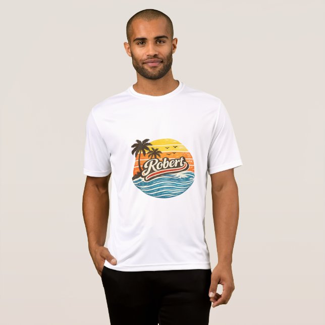 Camiseta Robert Retro Sunset Name Design (Frente Completa)