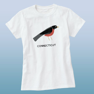 Camiseta Robin Americano Arte Connecticut Texto Personaliza