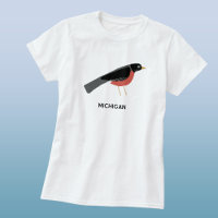 Robin Americano Arte Michigan Texto Personalizado