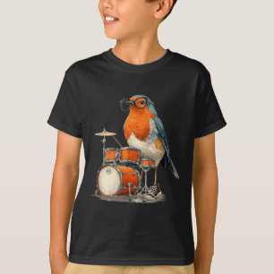 Camiseta Robin Bird engraçado de óculos com tambores rebola