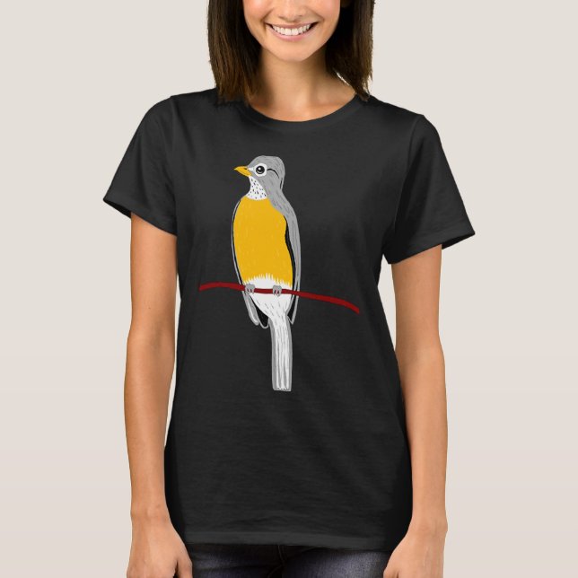 Camiseta Robin Bird no Ramificação da Árvore (Frente)