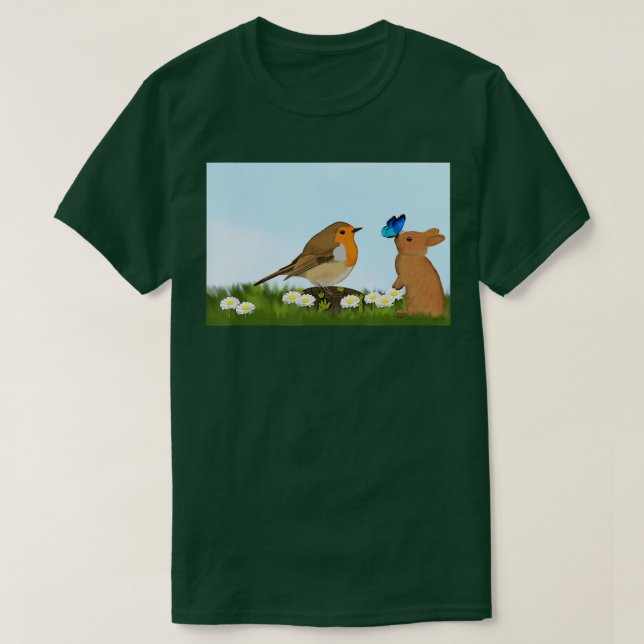 Camiseta Robin Bunny Primavera Bird Birdwatcher Animal (Frente do Design)