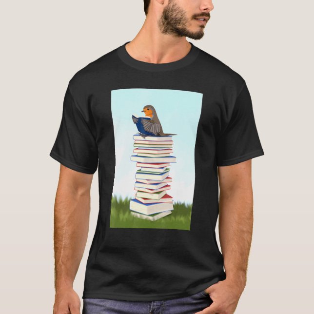 Camiseta Robin com Books Bird Birdwatcher Música Animal (Frente)