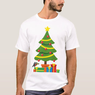 Camiseta Robin e Coloridos Presentes Na Árvore De Natal