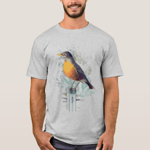 Camiseta Robin Garden Americano Bird Willife Nature Art T-S