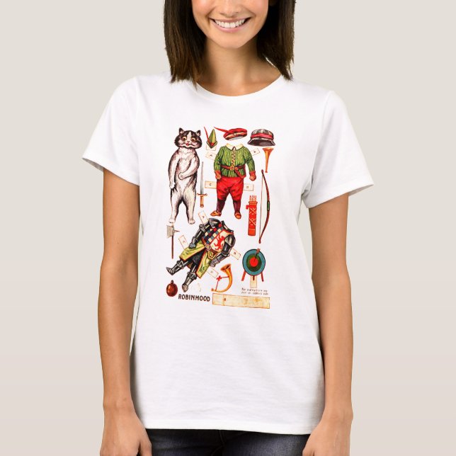 Camiseta Robin Hood, Boneca de Papel, Louis Wain (Frente)