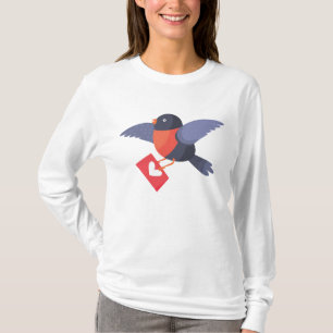 Camiseta Robin Pássaro Voando com Carta de Amor de Coração