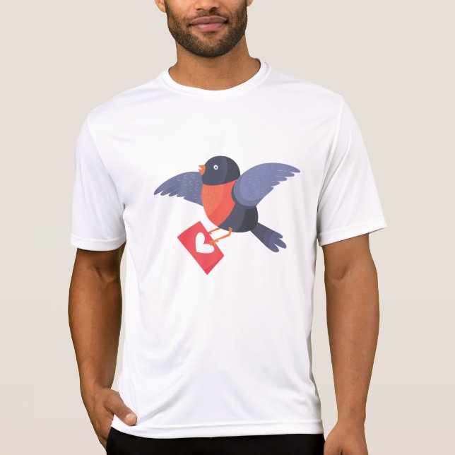 Camiseta Robin Pássaro Voando com Carta de Amor do Coração  (Frente)