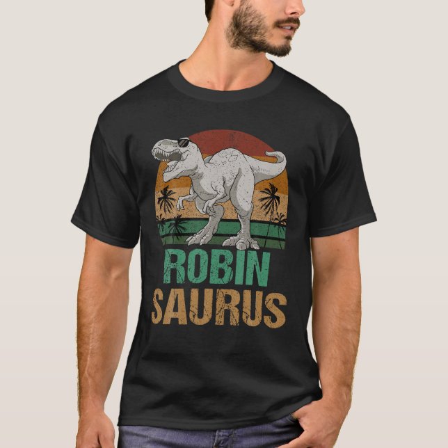 Camiseta Robin Saurus Dinosaur T Rex Nome Personalizar (Frente)