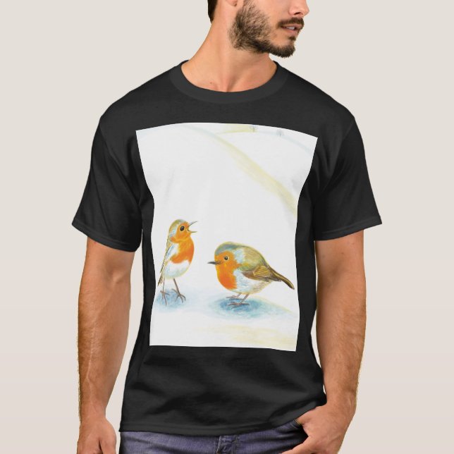 Camiseta Robins vermelhos no inverno (Frente)