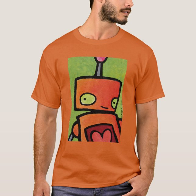 Camiseta Robô alaranjado que olha o (Frente)