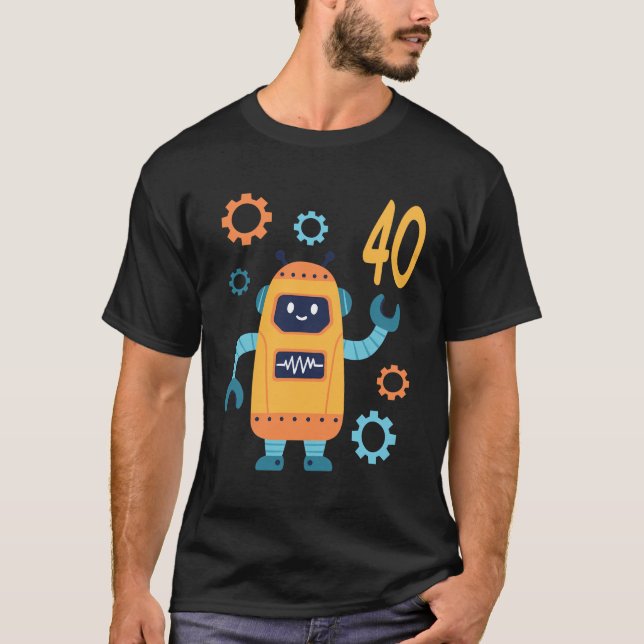 Camiseta Robô aniversário de 40 anos Cute De 40 Anos Engraç (Frente)