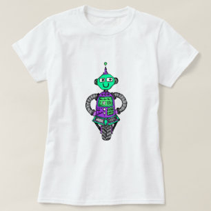 Camiseta Robô Arnie, roxo e verde