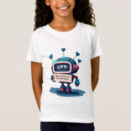 Camiseta Robô Bonito Me Abrindo Texto, Corações, Amizade, D