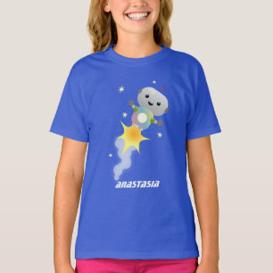 Camiseta Robô bonito voando na ilustração de desenhos an