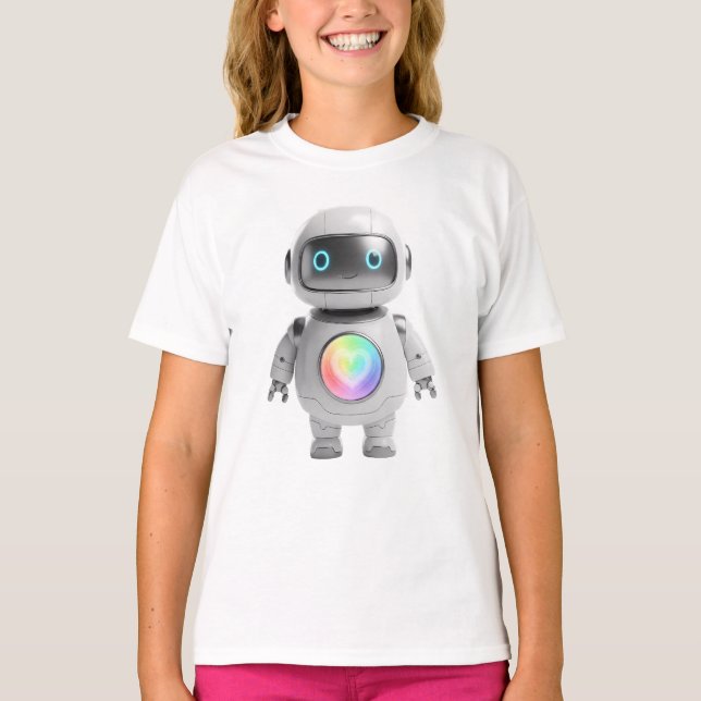 Camiseta Robô Coração Arco-Íris (Frente)