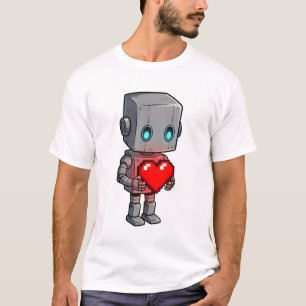 Camiseta Robô Coração de Pixel