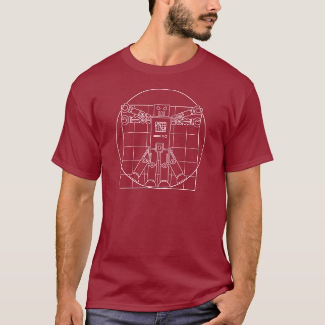 Camiseta Robô de da Vinci Vitruvian (Frente)