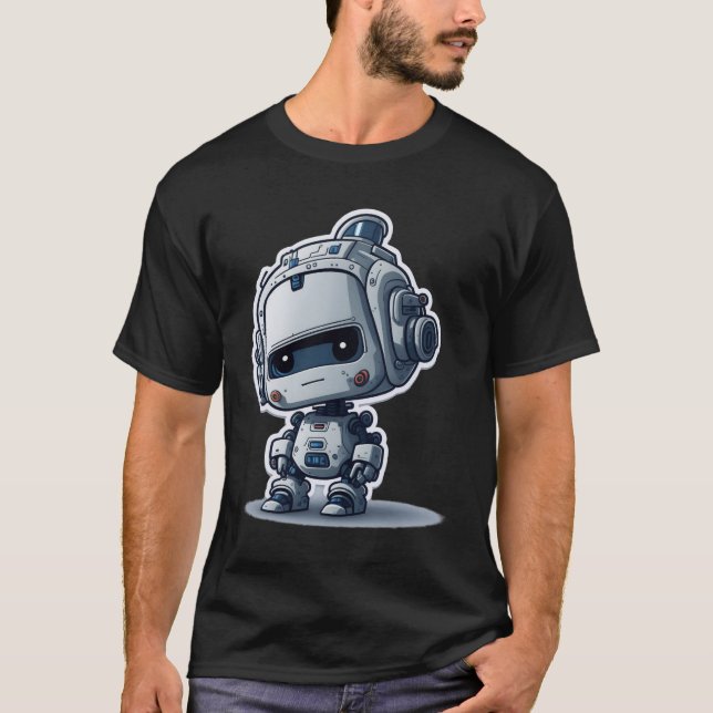 Camiseta robô de desenho animado bonito (Frente)