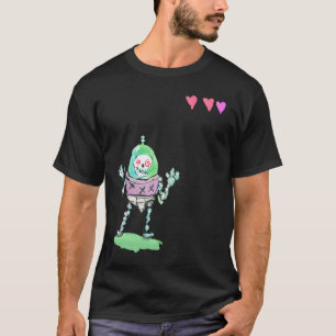 Camiseta Robô De Esqueleto X Triplo Com Corações De Vida