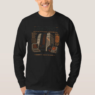 Camiseta Robô de IA Futurista Retro Computador Vaporwave Ne