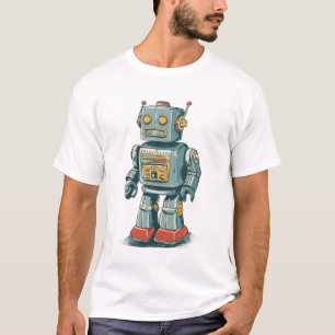 Camiseta Robô de Lata Retro — Mech de Desenho Animado dos A