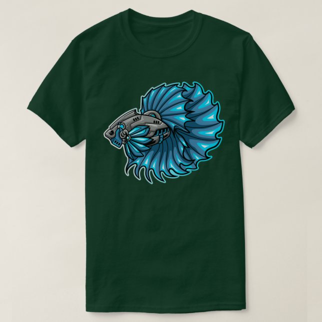 Camiseta robô de peixe betta (Frente do Design)