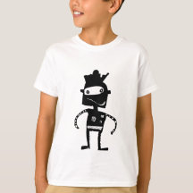 Camiseta Robô Desenhada Mão para Crianças