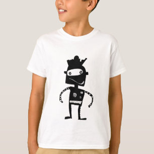 Camiseta Robô Desenhada Mão para Crianças