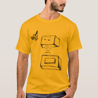 Camiseta robô do flutuador no ouro