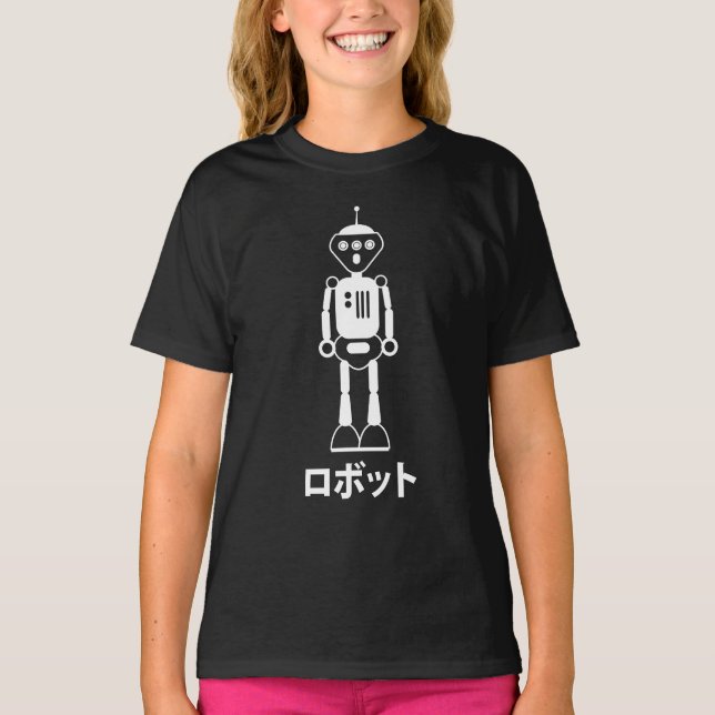 Camiseta Robô em Katakana (Caracteres Japoneses) (Frente)