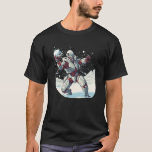 Camiseta Robô engraçado nas lutas de snowball por ventilado