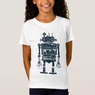 Camiseta Robô feito de equipamento analógico retrô