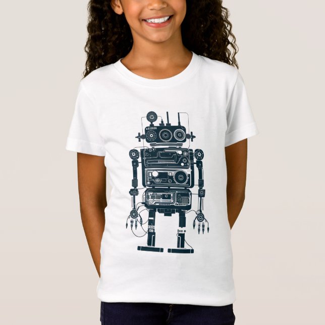 Camiseta Robô feito de equipamento analógico retrô (Frente)