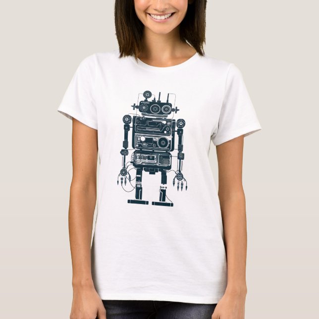 Camiseta Robô feito de equipamento analógico retrô (Frente)