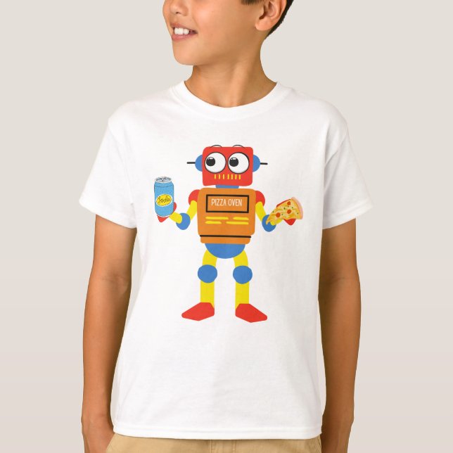 Camiseta Robô Forno De Pizza Fácil (Frente)