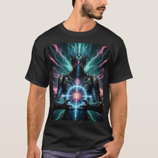 Camiseta Robô Futurista Núcleo Cósmico Ciberpunk